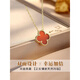 Fat Donglai's same style four-leaf clover necklace 18k gold red girls K gold agate pendant clavicle chain light luxury niche four flower necklace gold color red agate