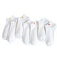 Renlover thin socks ins trendy shallow mouth cotton women's socks Korean cute Japanese white low-waist boat socks with cloth label 7 pairs of white boat socks with cloth label 7 pairs one size