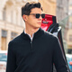 Mr. Bu's stand-up collar half-zipper thickened sweater for men 2025 spring and autumn thick woolen sweater BT15507 piano black L (175)