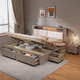 Yu feiqi nordisch multifunktions weiches massives Holz Doppelbett moderne einfache Nachtleuchte Aufladung Hochzeitsbett 9905# Bett + umweltfreundlich braun