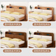 Qifeng Guangdong Foshan furniture bed solid wood bed rubber wood modern Nordic double bed master bedroom log bed simple style wooden bed single bed (log color main picture) 1500mm*2000mm frame structure