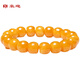 Haoying natural Russian material white flower honey wax old-style bead bracelet chicken fat yellow amber raw stone bucket bead single circle bracelet certificate for women white flower honey single circle bracelet 12mm