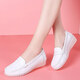 Dockadometham, genuine leather nurse shoes for women, new soft sole, flat sole, autumn and winter, anti-slip, anti-odor, and not tired, pregnant women single shoes, mother white women's shoes, beauty salon shoes, women's work shoes 829 white (hollow) 36