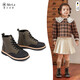 Telanis Shoes para niños Botas Martin Boots Nuevas botas de cuero de cuero de cuero genuino Negro Soft Gray 28 Longitud interna 18/Adecuado para el pie Longitud 16.5