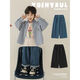 
Young boy sand washing straight-leg fashionable cool and handsome jeans 2025 spring new children's versatile loose pants trendy blue N4858 130