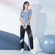 
Vanstic Yoga suit women's long-sleeved loose fitness running casual morning jogging set light blue three-piece set FTC11166 L