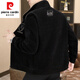 Pierre cardin men's jacket autumn and winter new stand collar plus velvet jacket trendy casual thickened winter woolen coat short plus velvet JR983/gray L suitable for 105-120Jin [Jin equals 0.5 kg]