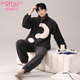 Modal autumn and winter coral velvet couple pajamas for women Korean style cute zipper cardigan home clothes men's simple casual suit CY9903 women M women