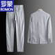 ROMON linen suit suit men's summer thin pants top thin jacket men's cotton and linen casual suit men's spring and autumn apricot men's suit suit/British suit/summer 3XL recommended 170-190Jin Jin equals 0.5 kg