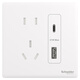 SCHNEIDE ÉLECTRIQUE ÉLECTRIQUE à cinq trous (Type A + C) Panneau de prise d'alimentation USB (Charge rapide 21W) 86 Type Cached Zhen Platinum Velvet White