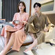 Catman (MiiOW) waffle high-end bathrobe couples solid color nightgown spring and autumn summer universal long-sleeved integrated bathrobe ZBB-2229 black men XL _125-150Jin [Jin equals 0.5 kg]