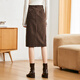 Betu Baitu Women's 2022 Autumn and Winter New Style Corduroy Skirt Autumn and Winter Women's High Waist Slim Versatile Slit A-Line Skirt Women's 2210T55 Brown M