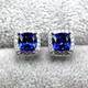 Libiao Tanzanite Sapphire Cushion Square Earrings Women's Silver Diamond Earrings Blue Tanzanite Earrings Colored Jewelry White Gold/1 Pair