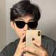 
Lekali sunglasses, sunglasses, men and women, internet celebrity retro street shot, hot girl glasses, slim round face, seaside personality, small frame photography, sunglasses [black gray film] + black box
