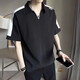 Tin Yuan linen short-sleeved T-shirt for men's summer thin Chinese style ice silk quick-drying white Tang. V-neck short-sleeved men's t-shirt 681 linen short-sleeved black L 165