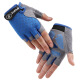 Spring and summer children's half-finger gloves for riding mountain bikes, non-slip and breathable, children's weight 35-80Jin [Jin equals 0.5kg] children's blue true microfiber [shock-absorbing anti-slip palm] M size weight 35-50Jin [Jin equals 0.5kg] around