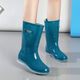 Nrdcz Regenstiefel Frauen wasserdichte weiche Sohle Wasserschuhe mittelschwerem Mode Kurzrohr Regenstiefel Student Regenstiefel Nicht-Rutsch warm warm warm war warme Lange Röhrchen Frauen Regenstiefel 920 mittelgroße Röhre dunkelgrüne Einzelschuhe (Standardgröße) 38