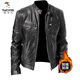 Woodpecker (TUCANO) 2026 Men's Leather Jacket Men's Teen Stand Collar Punk Men's Motorcycle Leather Jacket Plus Brown M