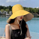 Jiufeng Senior 2023 Nouveau Summer Sun Protection Soleil Soleil Feme Feme Fisherman Big Brim Double-Side Wear Protection Chapeau de plage Hat d'orange + Rice Big Brim Double-côté Wear M (56-58 cm)