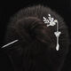 Fu and Fu S925 silver tassel hair accessories, palace style hand-carved white crystal cherry blossom hairpin, simple silver hairpin, white, 925 silver
