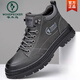 Woodpecker men's shoes 2025 autumn new leather Martin boots men's high top thick sole outdoor sports casual shoes business work shoes new 8065 gray 38