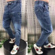 Jue Shao Spring, Autumn and Winter New Straight Daddy Jeans Men's Loose Casual Harem Pants Elastic Waist Trendy Pants Men 660 Gray (Straight) XL (120-135Jin[Jin equals 0.5 kg])