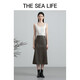 THE SEA LIFE Skirt Women's Ouhai Lifestyle Exquisite Skirt Women's Spring and Autumn Leather Skirt D12353 Chestnut L