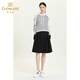 Giovanni spring new hooded sweatshirt striped black and white stitching designer wool long-sleeved top black striped S