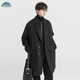 Dingfengbaoluo Korean style woolen coat for men winter mid-length thickened coat high-end double-breasted HK09 matte black L