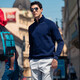Mr. Bu Zipper Halbhochhöhe Nackenwinddichte Pullover Feder und Herbst Einfacher Druck verdickter Langarm T-Shirt YS12163 Deep Sea Blue M (170)