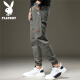 Playboy (PLAYBOY) overalls men's pants men's autumn and winter casual pants men's loose and trendy small feet men's leggings military green XL