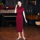 Gu Juanian's wedding mother's cheongsam dress new style acetate satin wedding cheongsam for mother-in-law's wedding banquet cheongsam high-end western style dress burgundy XL