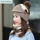 Qianxiufei Hut Frauen Herbst und Winter Koreanischer Hut von Frauen Herbst und Winter koreanischer Stil Trendy plus Fleece warmes dreiteiliges Set Schwarz und Blau warmes Drei-teiliger Set [HAT ++ Schal]