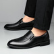 Portures leather shoes for men, slip-on business casual shoes, lightweight formal shoes, wedding shoes for men 1805 black 42