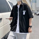 
Phoenix waffle shirt men's short-sleeved design niche salt-style Hong Kong-style retro shirt American summer new jacket trend white XL