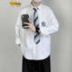 KIN DON长袖衬衫男dk制服感衬衫男学院风白衬衣宽松高中生领带班服上衣 白色 L