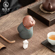 Tao Yunshang's ceramic Zen purple sand monk tea pet ornaments can be used to raise handmade tea and play tea table ornaments and tea accessories. Senior brother + second senior brother - two small white dogs for free