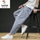 
Woodpecker (TUCANO) linen pants for men summer cotton linen thin loose wide-leg pants cotton linen Harun casual pants for men simple cropped pants dark gray L