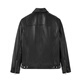 PEACEBIRD Men's Genuine Leather Jacket Trendy Motorcycle Leather Jacket Retro Zipper Jacket Workwear Commuting Sven Black S