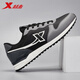 XTEP-Herrenschuhe, Sportschuhe, Herbst-Lederschuhe, Laufschuhe, nicht rutschfeste Kear-resistente Netzschuhe, lässige Jogging-Schuhe, Herrenschwarz/Rauchgrau/Holzkohle Ash-722 43 43