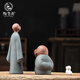 Tao Yunshang's ceramic Zen purple sand monk tea pet ornaments can be used to raise handmade tea and play tea table ornaments and tea accessories. Senior brother + second senior brother - two small white dogs for free