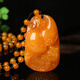 Qinhenghui guaranteed-price official beeswax pendant for women and old men, chicken fat yellow amber long necklace, ethnic style hanging F style/Hulu Wushi brand (old honey style)