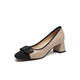 
Red Dragonfly (RED DRAGONFLY) high heels for women spring and summer new square toe soft light mouth fashion color block mother shoes single shoes WGB12056 camel 36