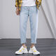 
Zuoyoupin (zuoyoupin) jeans men's cropped pants summer casual straight pants men's fashion boys versatile trendy trousers TC673 dark blue 3XL