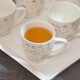 JYS ceramic teapot set, home tea cup, living room tea making combination, complete set of modern Chinese ceramic tea cups, small elegant pot + elegant cup + imitation porcelain melamine tray