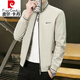 Pierre Cardin high-end jacket men's autumn and winter 2025 new stand-up collar high-end winter tops business casual knitted plus velvet 8215 Khaki 2XL 141-160Jin Jin equals 0.5 kg