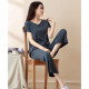 Modal Pajamas Summer Summer Pantalones cortos de manga corta Fina 2025 Conjunto de ropa casera nueva con almohadillas en el pecho para ropa exterior YM841 Gray 2xl