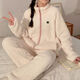 Yalu Coral Velvet Pajamas para mujeres en otoño e invierno de albaricoque simple Flannel cálido espesas con cremallera Two MJ S9903# Gray M 75 95Jin [Jin es igual a 0,5 kg]