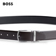 BOSS【父亲节礼物】男士新款针扣双面皮革腰带皮带 002-黑色 115cm