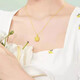Ting white small sugar cube yellow diamond necklace women's 18k gold square pendant Xiaohongshu high-end clavicle chain accessories 18k gold